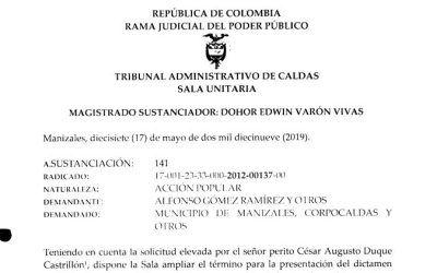 Perito pide otro mes para emitir concepto en Acción Popular TierraViva